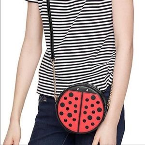 KATE SPADE Lady Bug Gold Chair Black Crossbody Purse